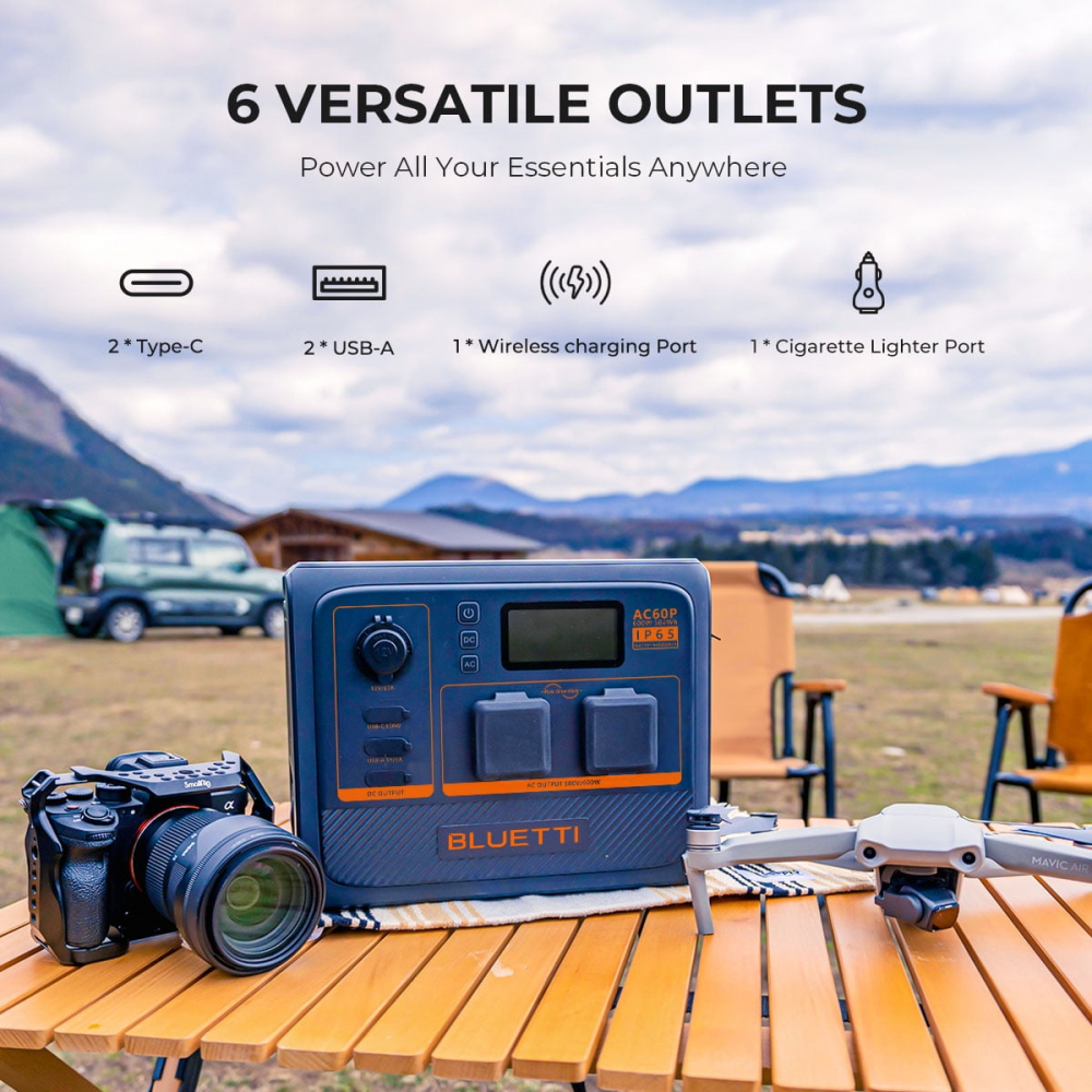 Kit Generator Solar Portabil 600W 504Wh, Bluetti AC60P + panou 200W Bluetti [16]