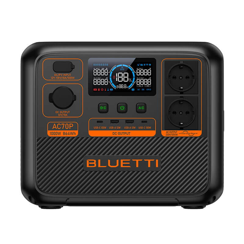 Kit Generator Solar Portabil Bluetti AC70P 1000W 864Wh LifePO4 + panou rigid 150W [2]