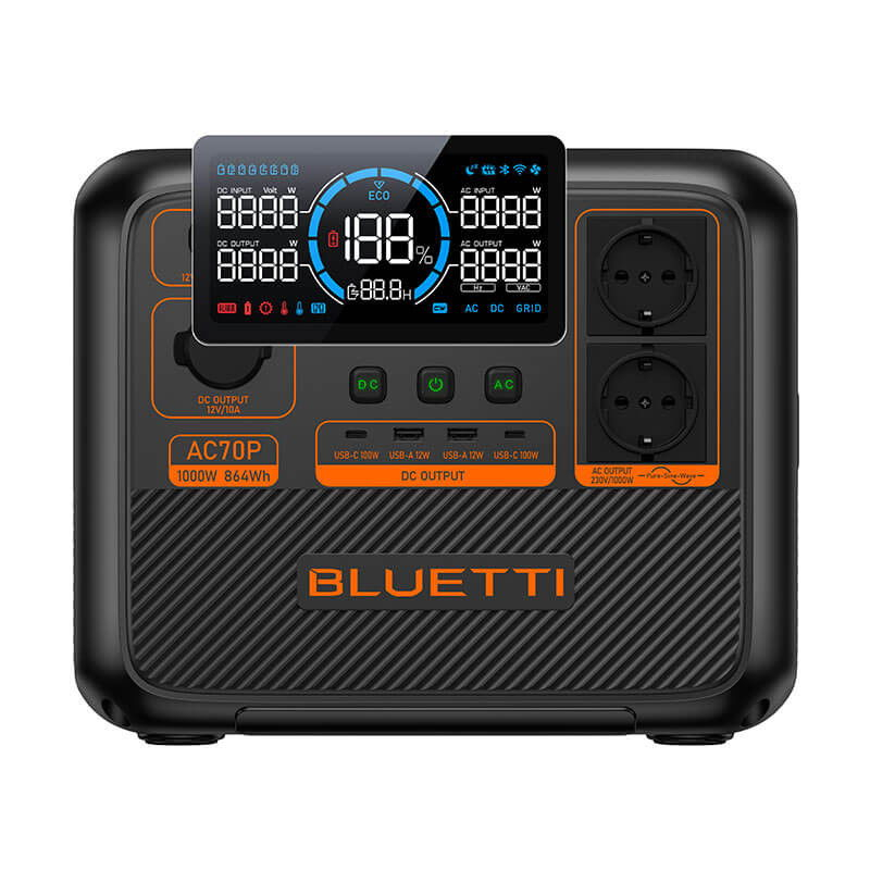 Kit Generator Solar Portabil Bluetti AC70P 1000W 864Wh LifePO4 + panou 200W [6]