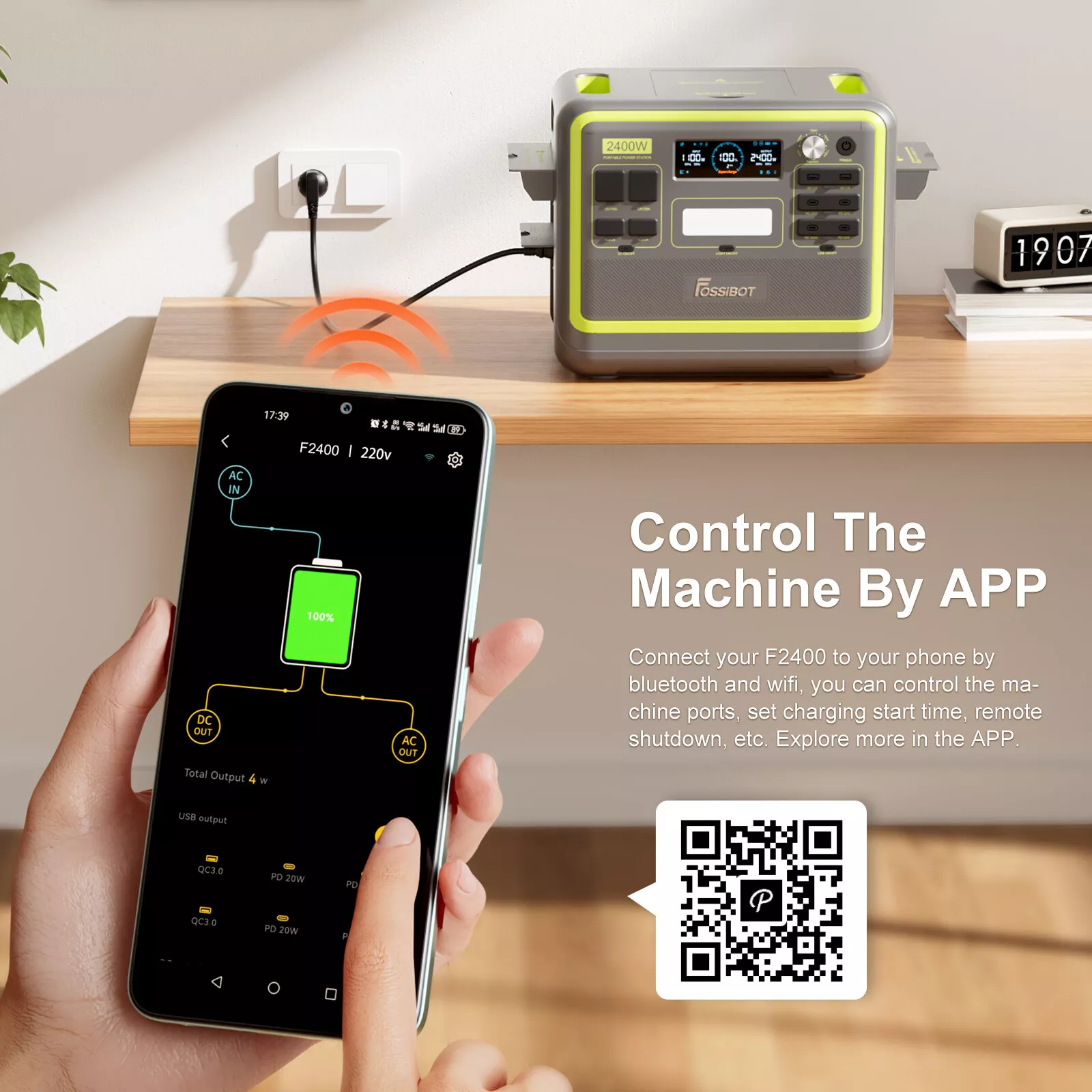 Statie de alimentare portabila Fossibot F2400 Verde, 2400W, 2048Wh, 640000mAh, Ecran LCD, Protectie BMS, 16 iesiri, Lanterna LED, SOS [14]