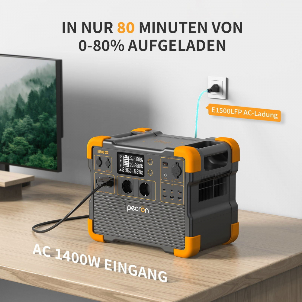 Kit generator solar portabil PECRON E1500LFP, 1536Wh, 2200W, 230V, Baterie LiFePO4 cu panou 200W [6]