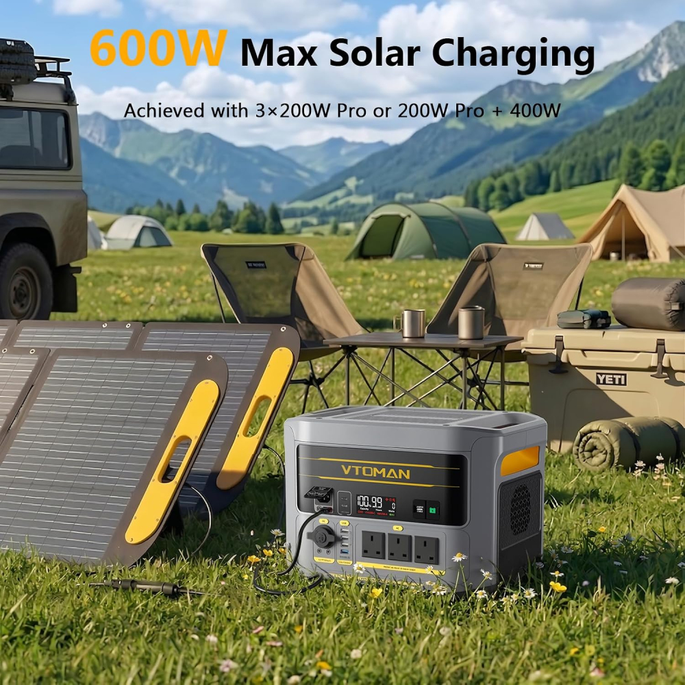 Kit generator solar portabil VTOMAN FlashSpeed2400, 2400W 1408Wh cu panou 200W [10]