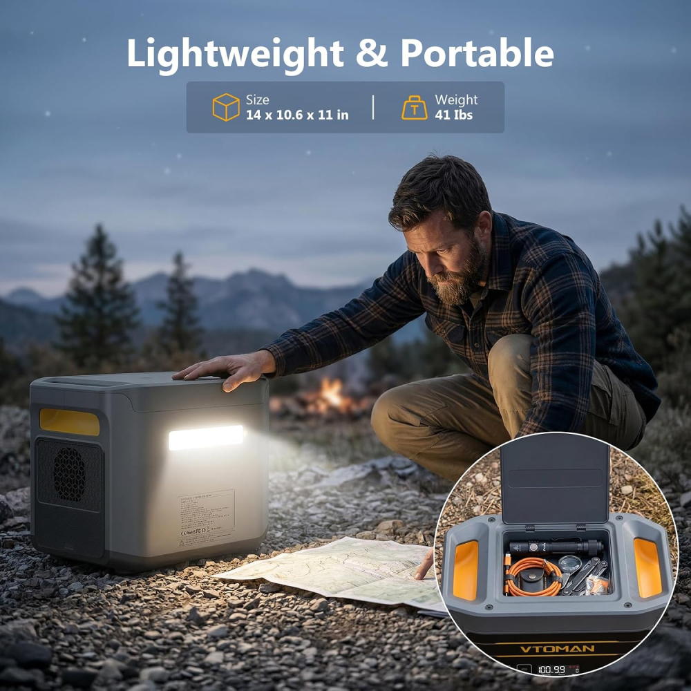Kit generator solar portabil VTOMAN FlashSpeed2400, 2400W 1408Wh cu panou 200W [15]