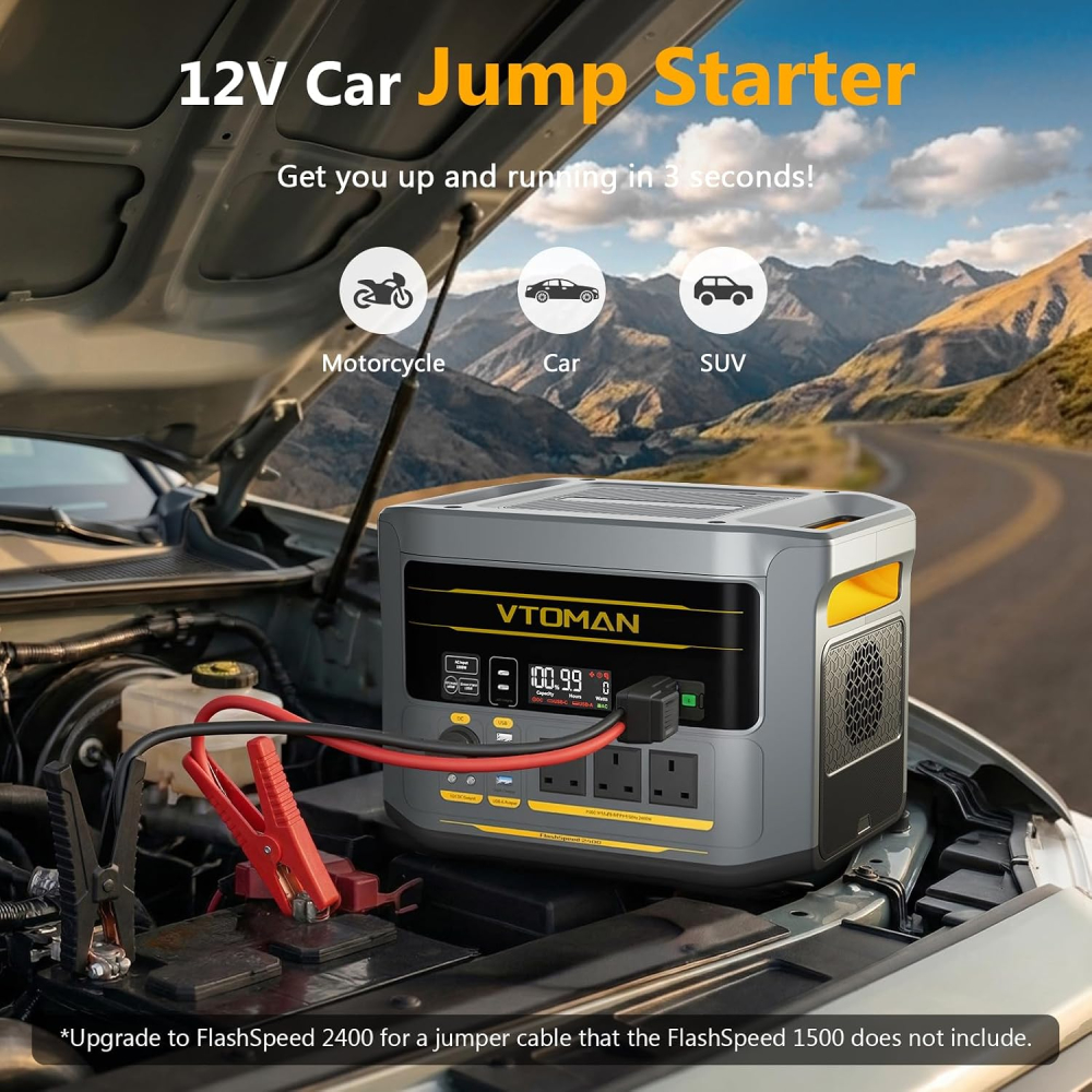 Kit generator solar portabil VTOMAN FlashSpeed2400, 2400W 1408Wh cu panou 200W [12]