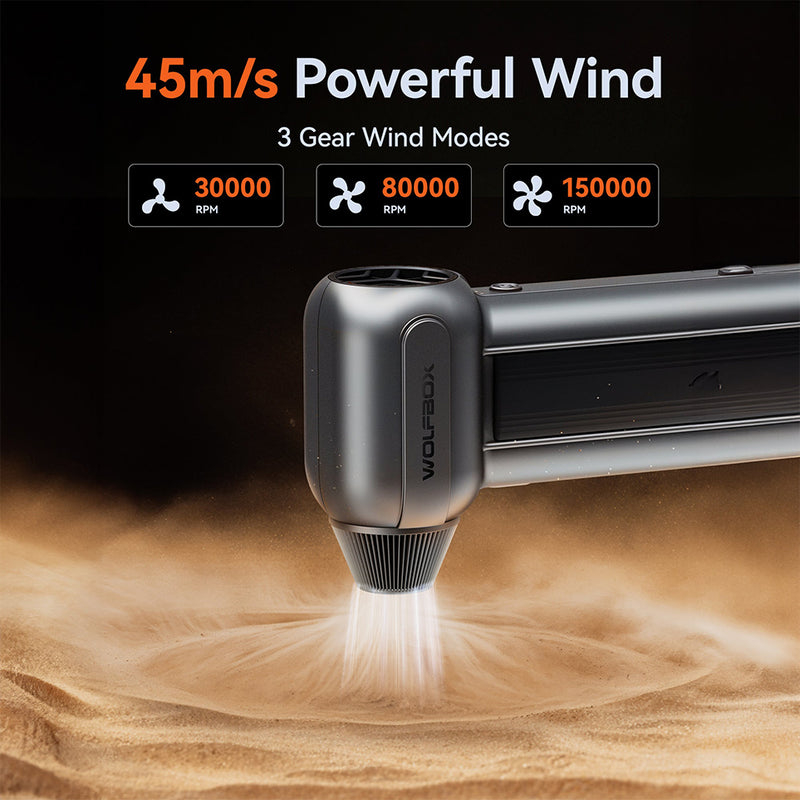 Suflanta de Aer Electrica WOLFBOX MF100, 3 Trepte de Viteza, 5 Capete de Suflare Incluse, 150000 Rpm la Putere Maxima - Potrivita pentru Curatarea Tastaturilor, Masinii, pentru Casa si Exterior [7]
