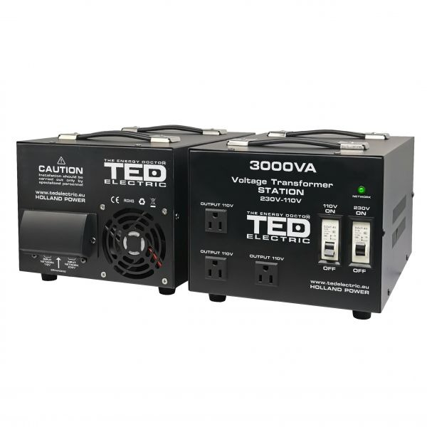 Transformator De Tensiune, Convertor De La 220V La 110V Si Reversibil 3000Va 2400W Cu Carcasa Si Regleta, Ted Electric Ted000248 [2]
