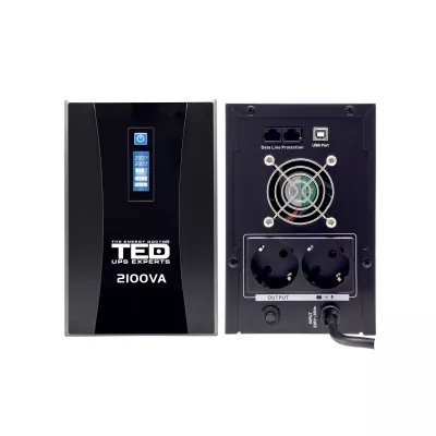 UPS 2100VA 1200W cu Stabilizator si Management, 2x Schuko, Ecran LCD si 2x Acumulator 12V 9Ah, TED Electric [2]