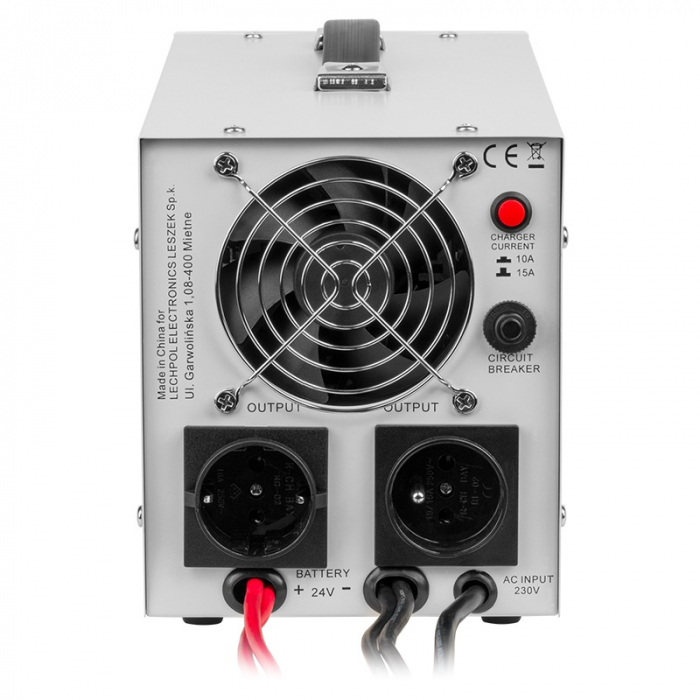 UPS pentru centrala termica cu unda sinusoidala pura, display LED 1500VA 1050W, utilizeaza 1 acumulator 24V (neinclus), Kemot URZ3427 Alb [3]