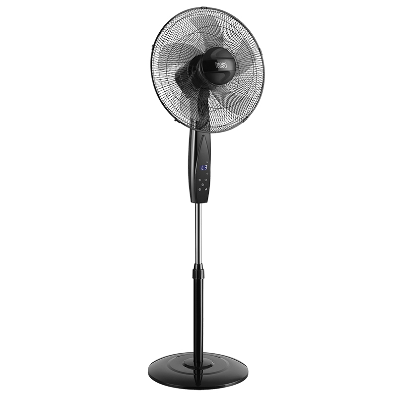 Ventilator cu picior si telecomanda, 3 viteze, 137cm 50W, negru, cu displat, Teesa [2]