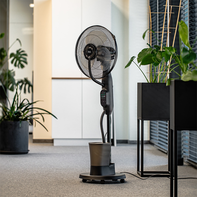 Ventilator cu picior si pulverizare apa, 3 viteze, ceata, 75W, negru, Teesa [9]