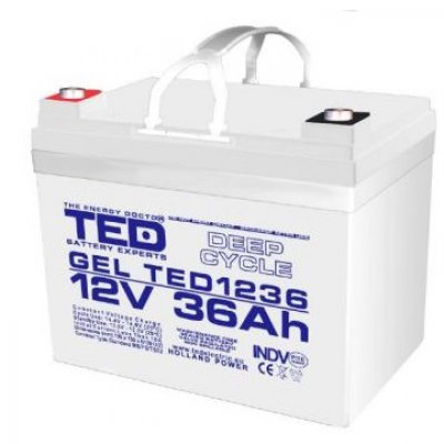 Acumulatori Gel - Acumulator 12V Gel Deep Cycle, Baterie 12V 36Ah M6, Ted Electric Ted1236