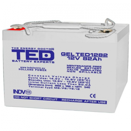 Acumulatori Gel - Acumulator 12V Gel Deep Cycle, Baterie 12V 82Ah M6, Ted Electric Ted003478, Ted1282