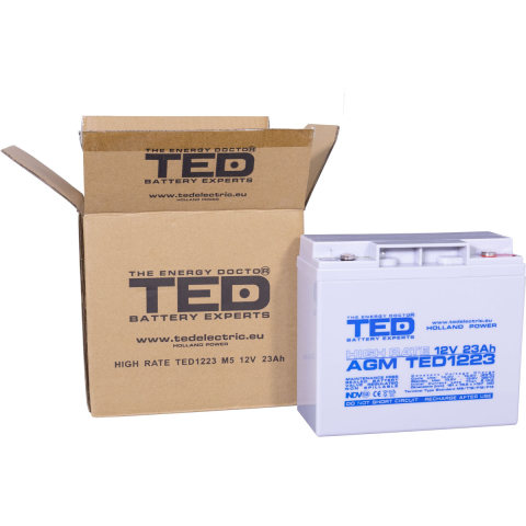 Acumulator 12V High Rate, Dimensiuni 181 x 76 x 167 mm, Baterie 12V 23Ah M5, TED Electric TED003362 [3]