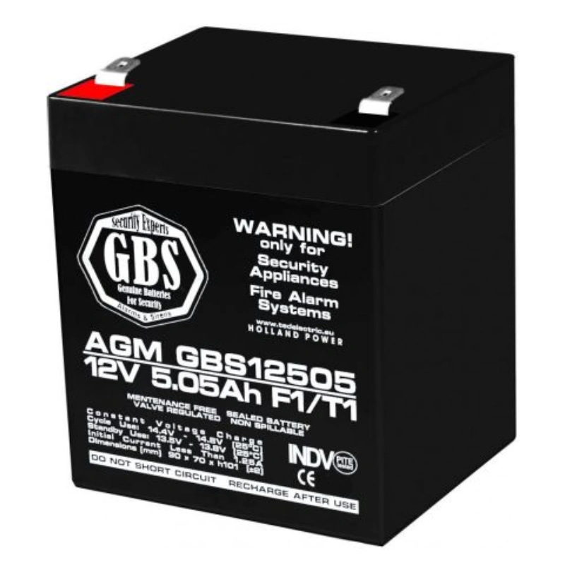 Acumulatori AGM - Acumulator 12V 5Ah Sisteme Alarma Ups, Dimensiuni 90 X 70 X 107 Mm, Baterie 12V 5.05Ah F1, Ted Electric Gbs