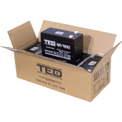 Acumulator 12V Stationar VRLA, Dimensiuni 151 x 65 x 95 mm, Baterie 12V 10Ah F2, TED Electric TED002730 [3]