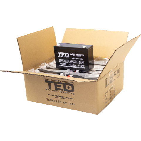 Acumulator 6V Stationar VRLA, Dimensiuni 151 x 50 x 95 mm, Baterie 6V 13Ah F1, TED Electric TED003010 [3]