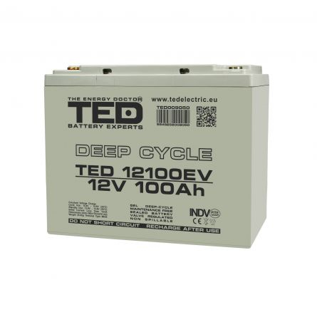 Acumulatori Gel - Acumulator AGM VRLA 12V 100A Deep Cycle Dimensiuni 260 x 168 x 210 mm Pentru Vehicule Electrice M6
