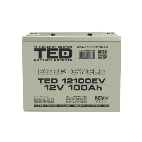 Acumulator AGM VRLA 12V 100A Deep Cycle Dimensiuni 260 x 168 x 210 mm Pentru Vehicule Electrice M6 [2]