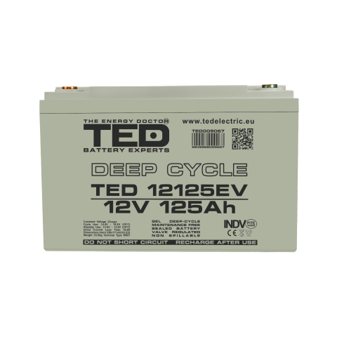 Acumulator AGM VRLA 12V 125A Deep Cycle Dimensiuni 330 x 171 x 214 mm Pentru Vehicule Electrice M8 [2]