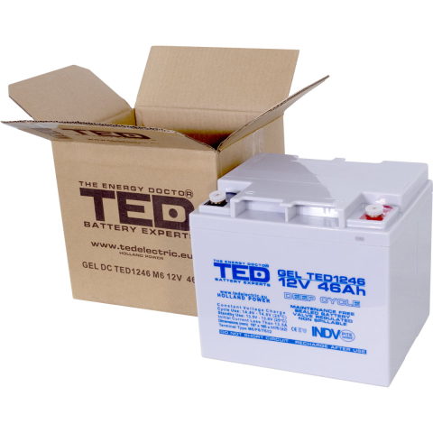 Acumulator GEL 12V 46Ah Deep Cycle, fara mentenanta, M6, pentru sisteme solare, rulota, cabana si aplicatii off-grid [4]