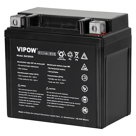 Acumulatori Moto - Acumulator motocicleta 12V 5Ah 70A, fara mentenanta, 113 x 70 x 108 mm