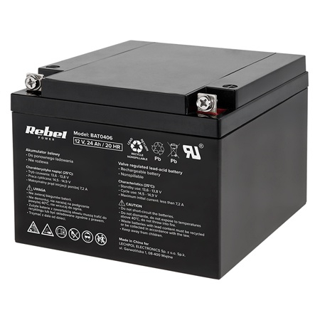 Acumulatori Standard Plumb - Acumulator gel 12V 24Ah, Vrla Plumb-acid, fara mentenanta, 175 x 165 x 125 mm