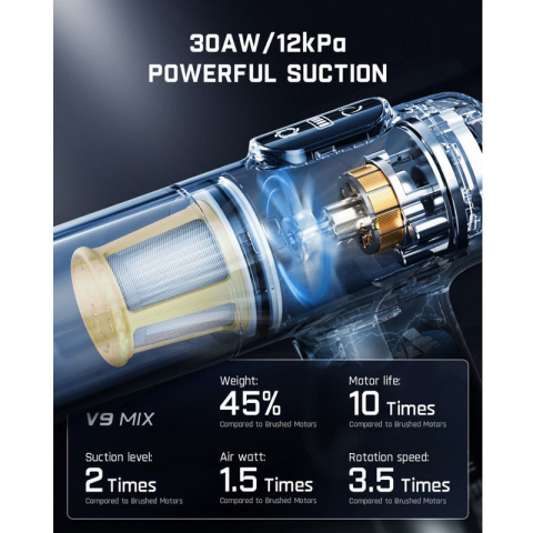 Aspirator auto portabil Fanttik Slim V9 Mix, 4 in 1, putere de aspirare 12.000 Pa, afisaj LCD smart [4]