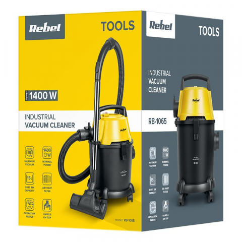Aspirator industrial Uscat si Umed 2 in 1 Rebel, 1400 W, 15 l, filtru HEPA, filtrare F8, roti, maner transport, Wet & Dry Rebel [3]