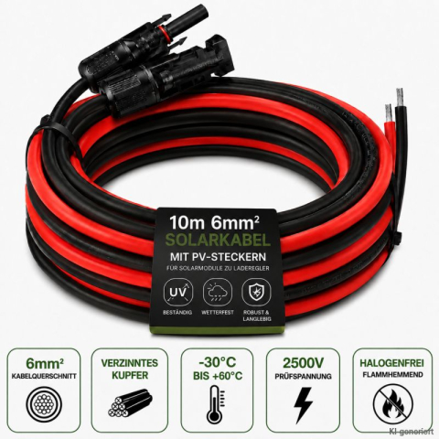 Cablu de conectare profesional Offgridtec 10 m 6 mm² pentru modul solar la regulator de încărcare solară [1]