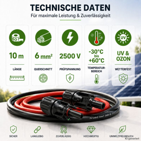 Cablu de conectare profesional Offgridtec 10 m 6 mm² pentru modul solar la regulator de încărcare solară [2]