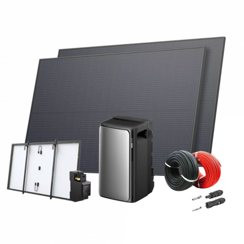 Kituri Solare - Kit fotovoltaic de balcon EcoFlow STREAM Pro 1,92kWh cu 2 panouri de 450W, Smart Meter si sisteme de prindere