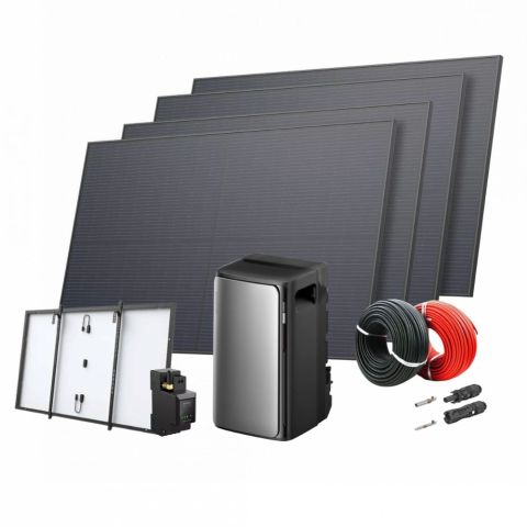 Kituri Solare - Kit fotovoltaic de balcon EcoFlow STREAM Ultra 1,92kWh cu 4 panouri de 450W, Smart Meter si sisteme de prindere