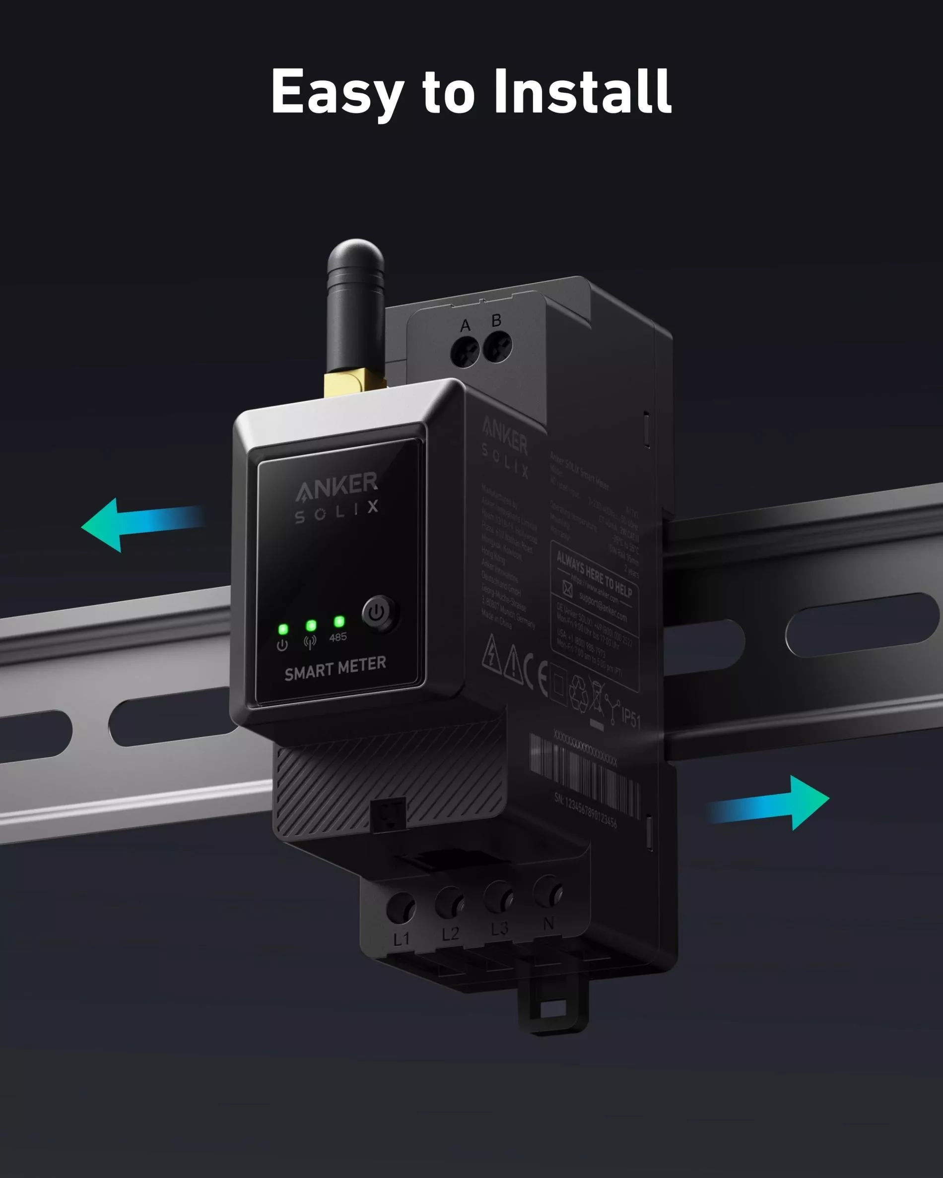 Contor inteligent Anker Solix Smart Meter, compatibil cu Anker Solarbank 2, Negru [2]