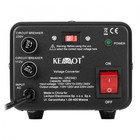 Convertor de Tensiune 400W / 500VA, Bidirectional 230V↔115V, Toroidal, 3 Tipuri de Prize, Kemot [2]