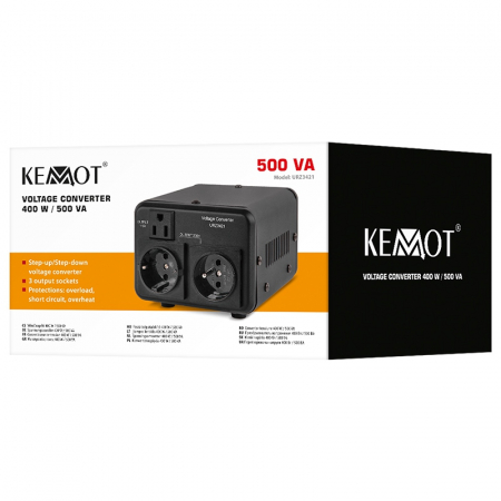 Convertor de Tensiune 400W / 500VA, Bidirectional 230V↔115V, Toroidal, 3 Tipuri de Prize, Kemot [3]