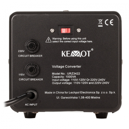 Convertor de Tensiune 800W / 1000VA, Bidirectional 230V↔115V, Toroidal, 3 Tipuri de Prize, Kemot [2]