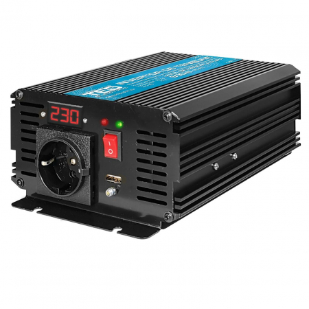 Invertor sinus pur 500W 12V 230V, varf 1000W, pentru auto, panouri solare, rulota, casa si cabana [1]