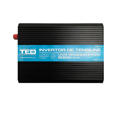 Invertor sinus pur 500W 12V 230V, varf 1000W, pentru auto, panouri solare, rulota, casa si cabana [0]