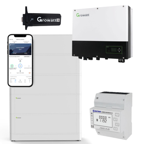 Fotovoltaice - Invertor hibrid Growatt SPH3000TL BL-UP de 3 kW cu set de stocare solara de 12,8 kWh