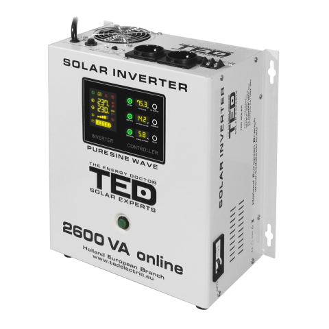 Invertoare Off-grid - Invertor Solar Fotovoltaic Monofazat Off-Grid, 24V 2600VA 1800W MPPT cu unda sinusoidala pura, TED Electric TED000293