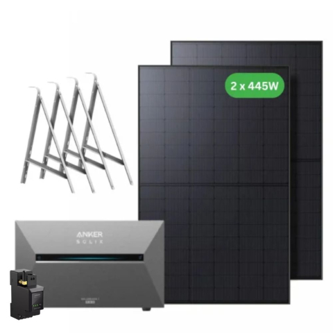 Kituri solare pentru balcon - Kit Centrala fotovoltaica balcon 2.7kWh, Anker SOLIX Solarbank 3 E2700 Pro + panouri 2 x 440W + sistem prindere