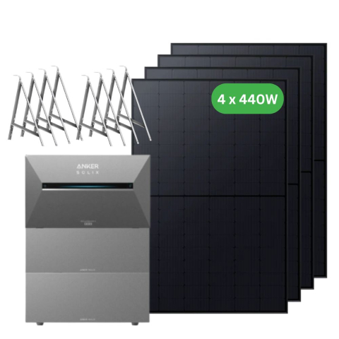 Energie Solara Portabila - Kit complet centrala fotovoltaica balcon 8.1kWh, Anker SOLIX Solarbank 3 E2700 Pro + 1x BP2700 + panouri 4 x 440W + sistem prindere