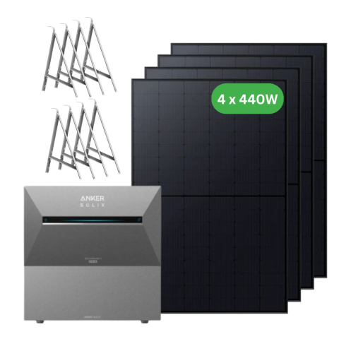 Sisteme solare de balcon - Kit complet centrala fotovoltaica balcon 5.4kWh, Anker SOLIX Solarbank 3 E2700 Pro + 1x BP2700 + panouri 4 x 440W + sistem prindere