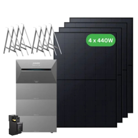 Kituri solare pentru balcon - Kit complet centrala fotovoltaica balcon 10.8kWh, Anker SOLIX Solarbank 3 E2700 Pro + 1x BP2700 + panouri 4 x 440W + sistem prindere