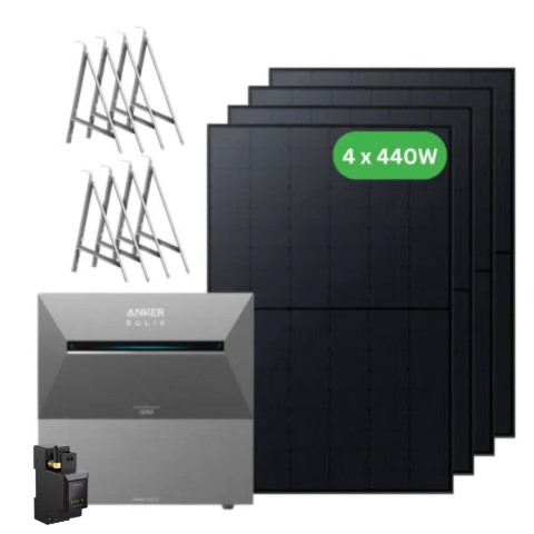 Kituri solare pentru balcon - Kit complet centrala fotovoltaica balcon 5.4kWh, Anker SOLIX Solarbank 3 E2700 Pro + 1x BP2700 + panouri 4 x 440W + sistem prindere