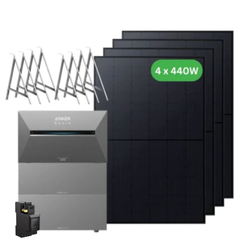 Kituri solare pentru balcon - Kit complet centrala fotovoltaica balcon 8.1kWh, Anker SOLIX Solarbank 3 E2700 Pro + 1x BP2700 + panouri 4 x 440W + sistem prindere