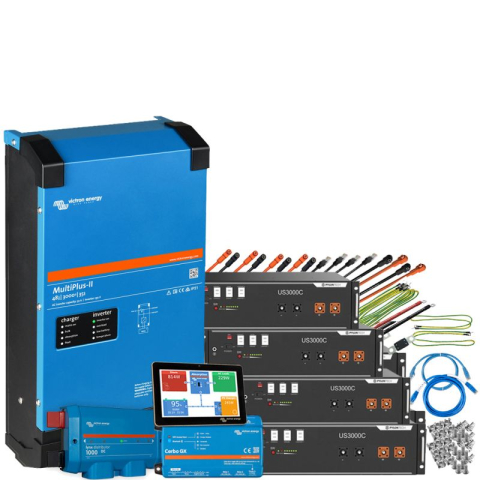 Kituri solare off-grid - Kit fotovoltaic 14kWh cu baterie Pylontech LiFePO4 si invertor Victron MultiPlus II 48/5000 Monofazat pentru casa si off-grid