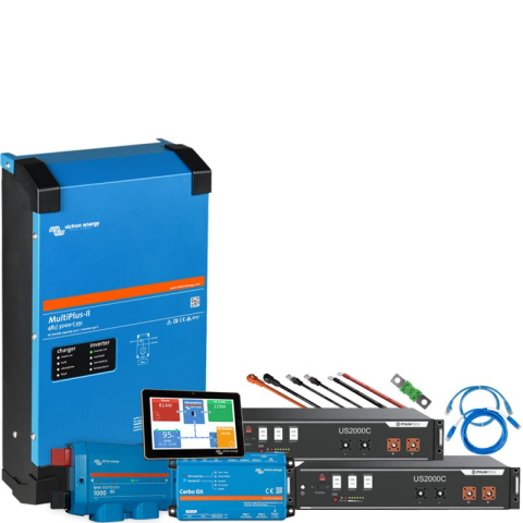 Kituri solare off-grid - Kit fotovoltaic 4.8kWh cu baterie Pylontech LiFePO4 si invertor Victron MultiPlus II 48/3000 Monofazat pentru casa si off-grid