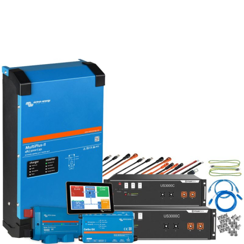 Kituri solare off-grid - Kit fotovoltaic 7kWh cu baterie Pylontech LiFePO4 si invertor Victron MultiPlus II 48/5000 Monofazat pentru casa si off-grid