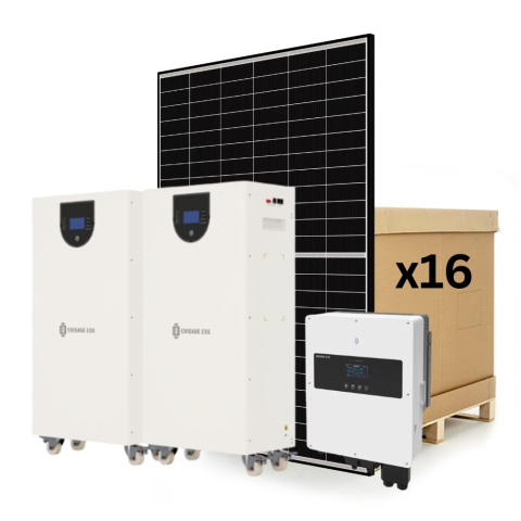 Kituri solare hibrid - Kit fotovoltaic hibrid Chisage 8kW + 2 baterii 32kWh LiFePO4 + 16 panouri Canadian Solar 460W 7.36kWp